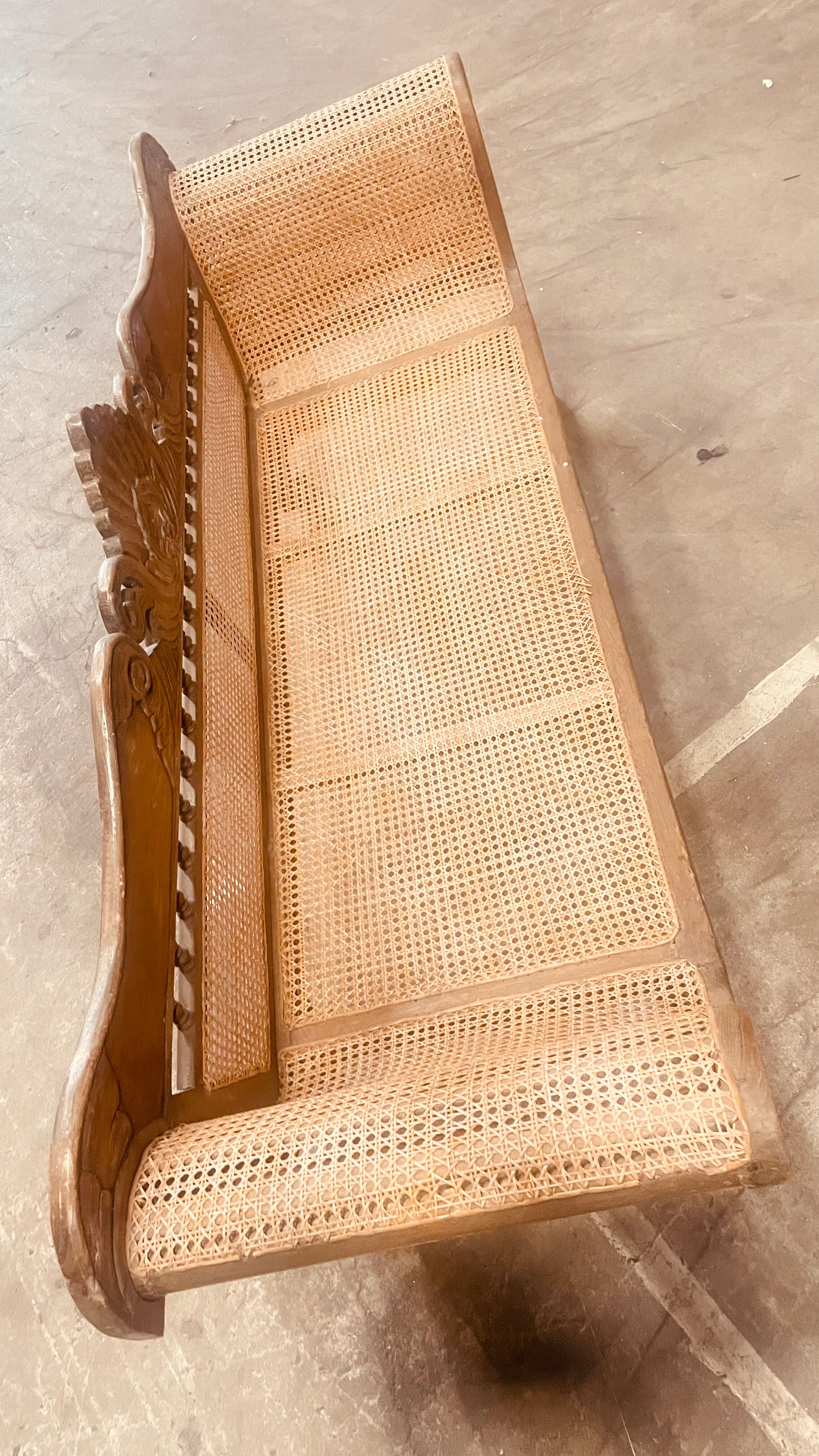 Antique rattan bench