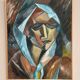 Original Swedish Oil on Canvas – “Cubist Woman Portrait” by Jan Pålsson – Signed – Dated 1980 – Vintage & Framed – 77 × 62 cm