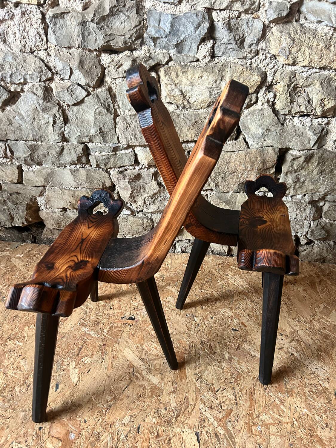 Pair of carved mountain stools