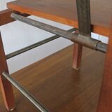 Brutalist 6 chairs and dining table in teak and patinated steel, 1960s