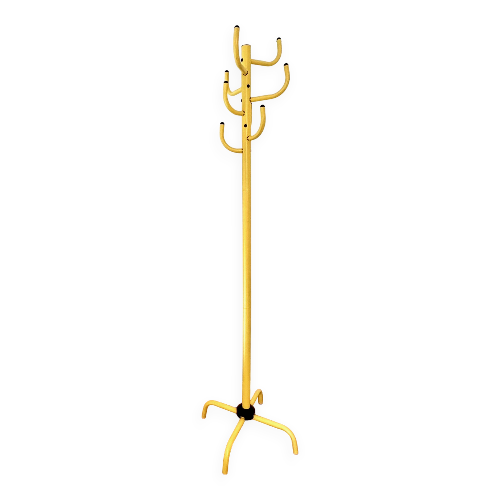 Vintage coat rack yellow, coat rack metall, 80's