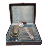 12 silver-plated coffee spoons by Boulenger, Art Nouveau thistles