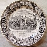 Set of 2 talking plates by Montereau Lebeuf Thibault 19th century