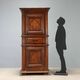 Antique baroque wardrobe in oak with safe, Italy, late 19th century.