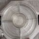 Art Deco silver-plated metal and glass serving platter for appetizers.