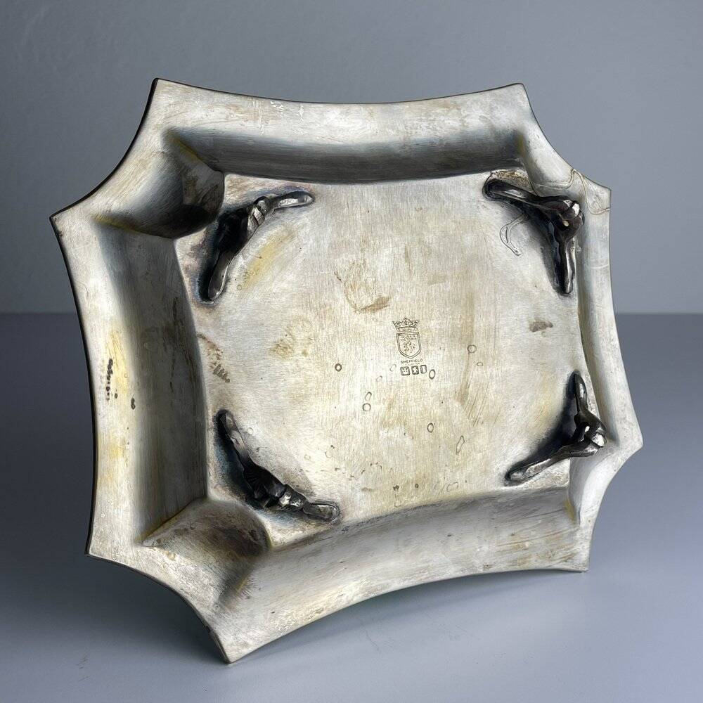 Antique silver plateau by Queen Victoria Sheffield, 1890s.