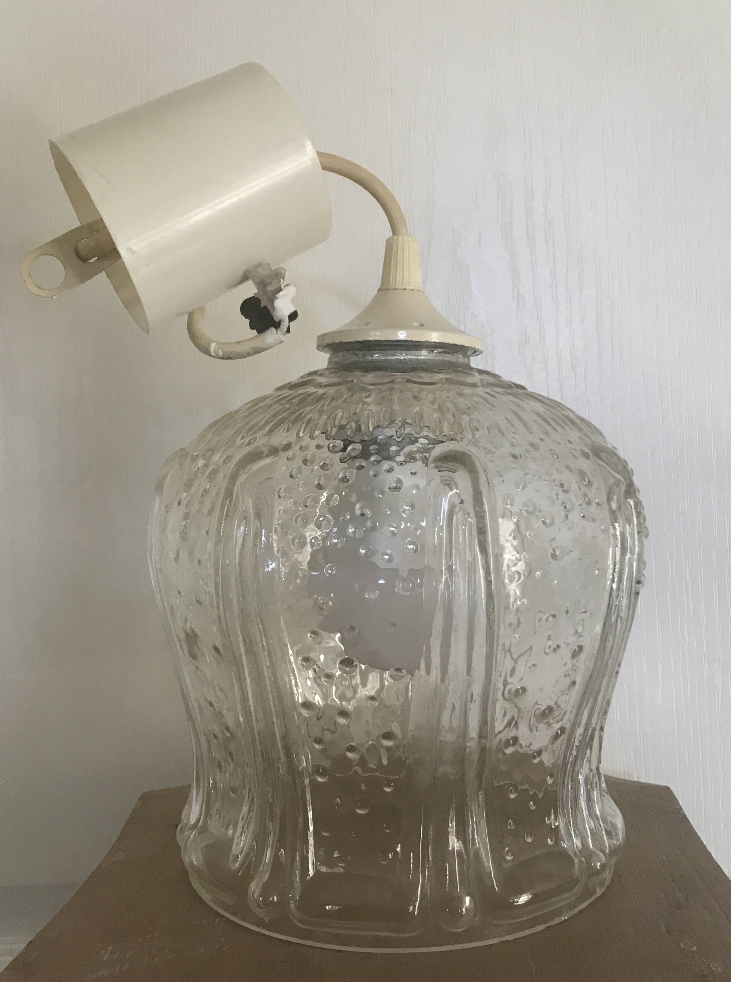 Vintage chandelier pendant lamp in molded glass tulip shape