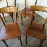 Set of 4 wooden bistro chairs stamped Baumann