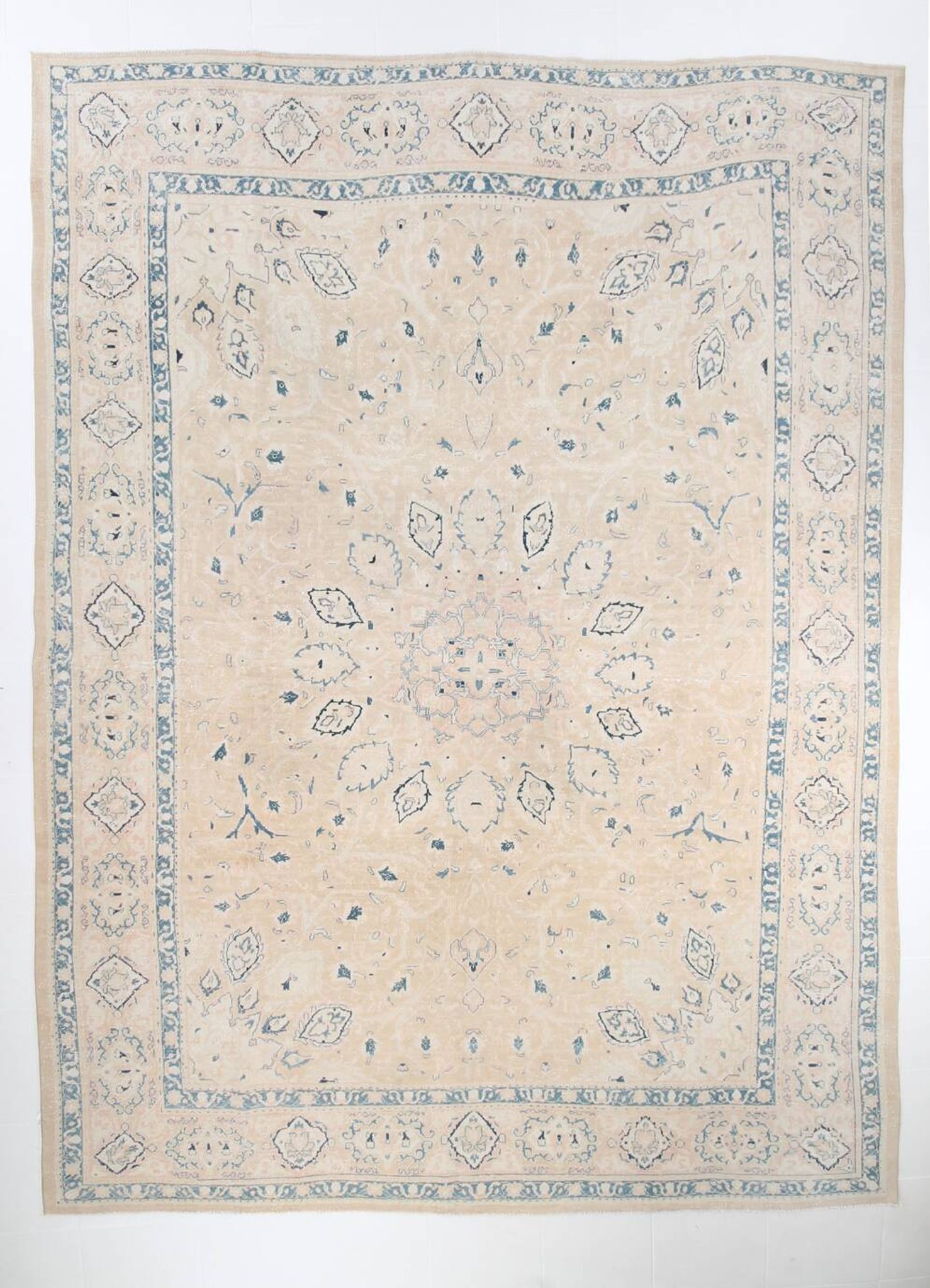 10x13 Blue & Peach Floral Antique 55s Persian Rug, 301x388Cm