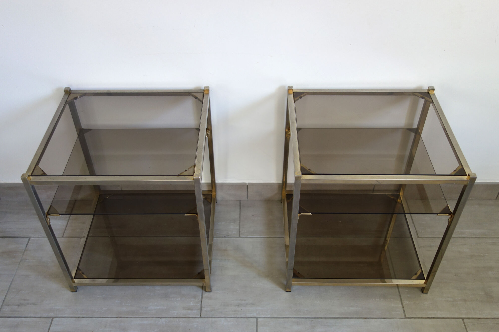 2 Sofa tips glass smoked gold metal