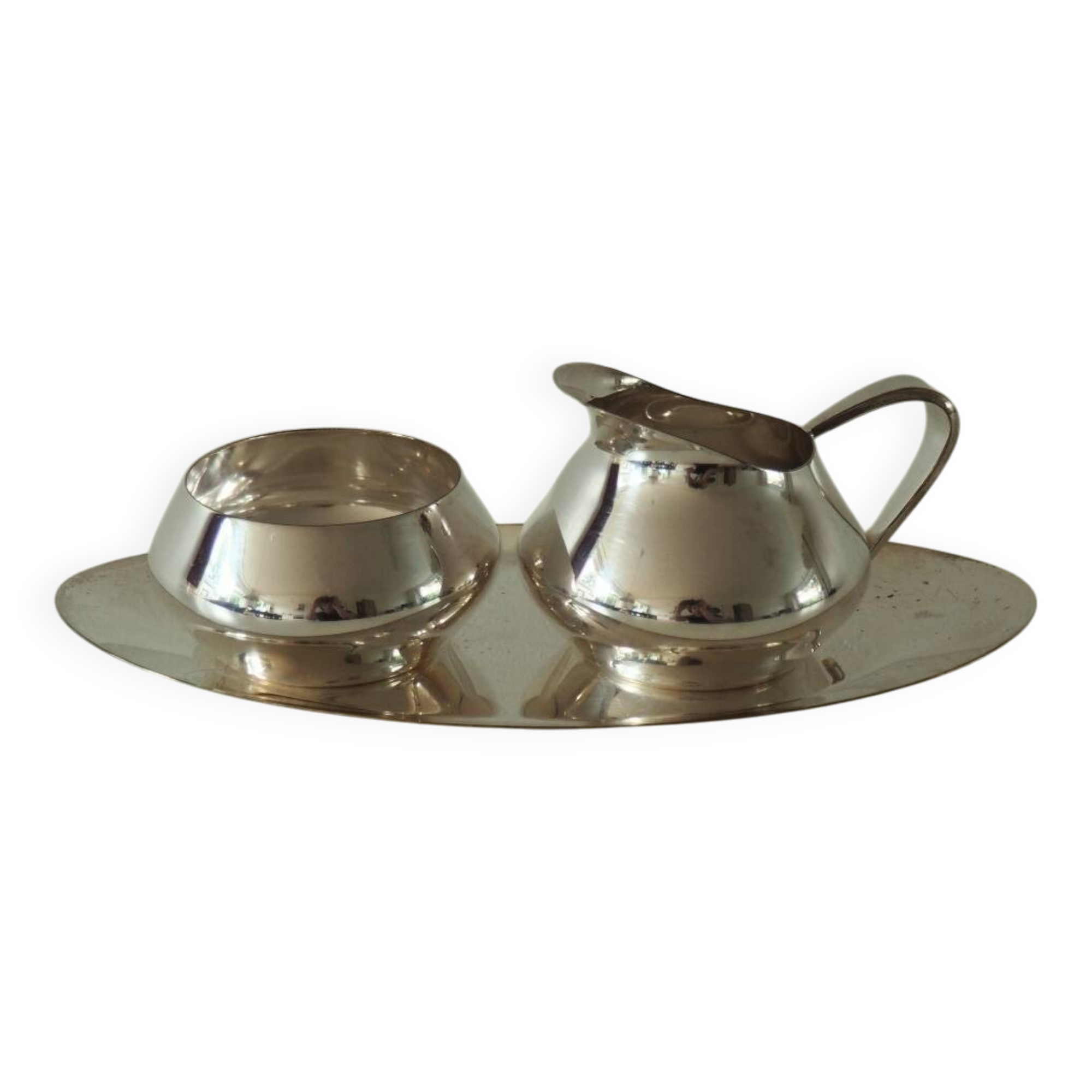 1960s Bauhaus Wagenfeld Silver Plate Sugar Cream Serving Set
