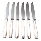 Set of 6 silver metal knives 1930