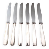 Set of 6 silver metal knives 1930