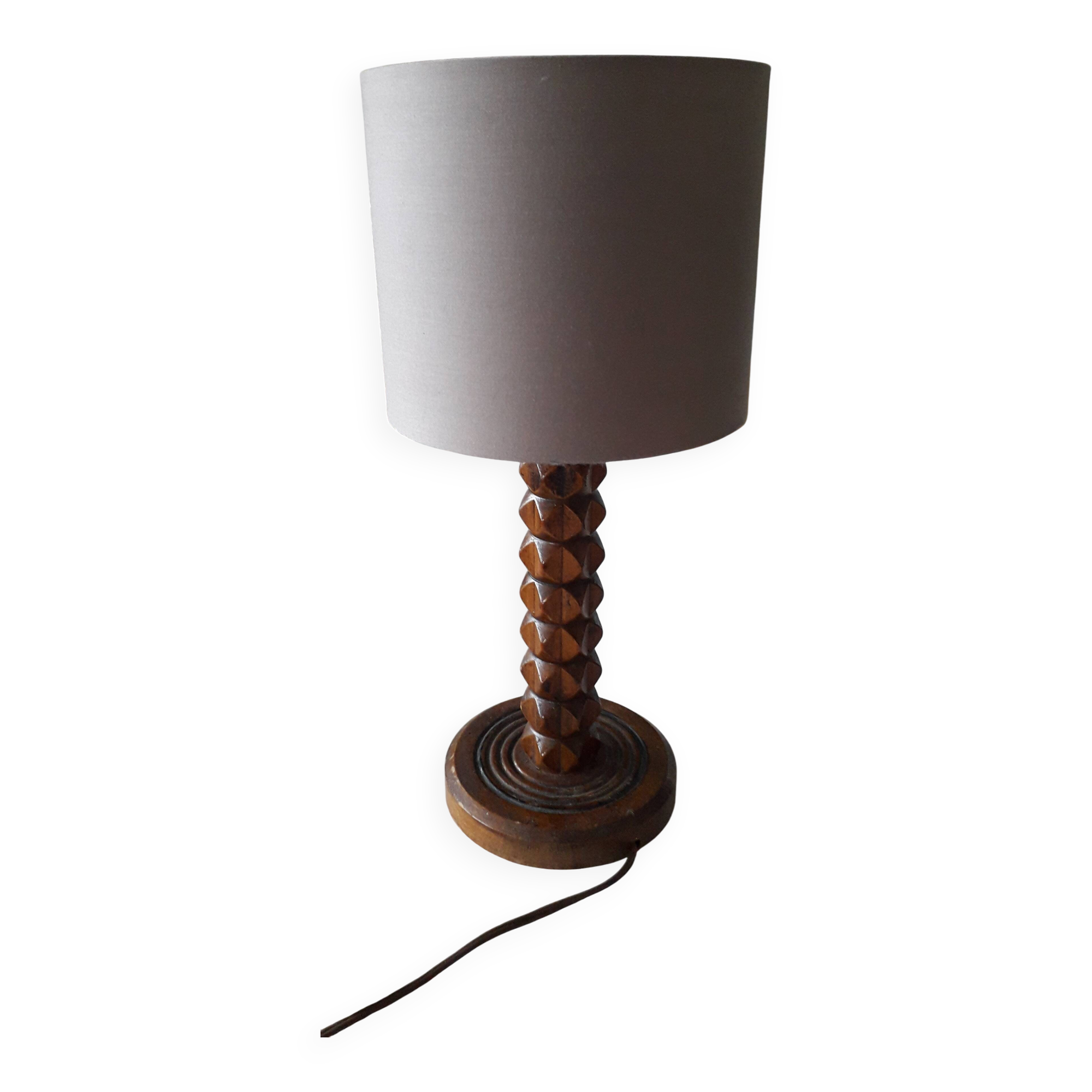 Antique carved wooden lamp