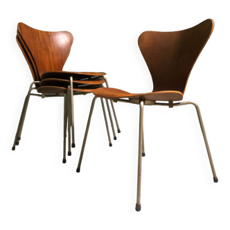 4 chaises Series 7 d'Arne Jacobsen, Fritz Hansen, daté 1955