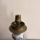 Ancien Lampe Poser Faïence Style Delft Motif Bleu Tulipe Floral