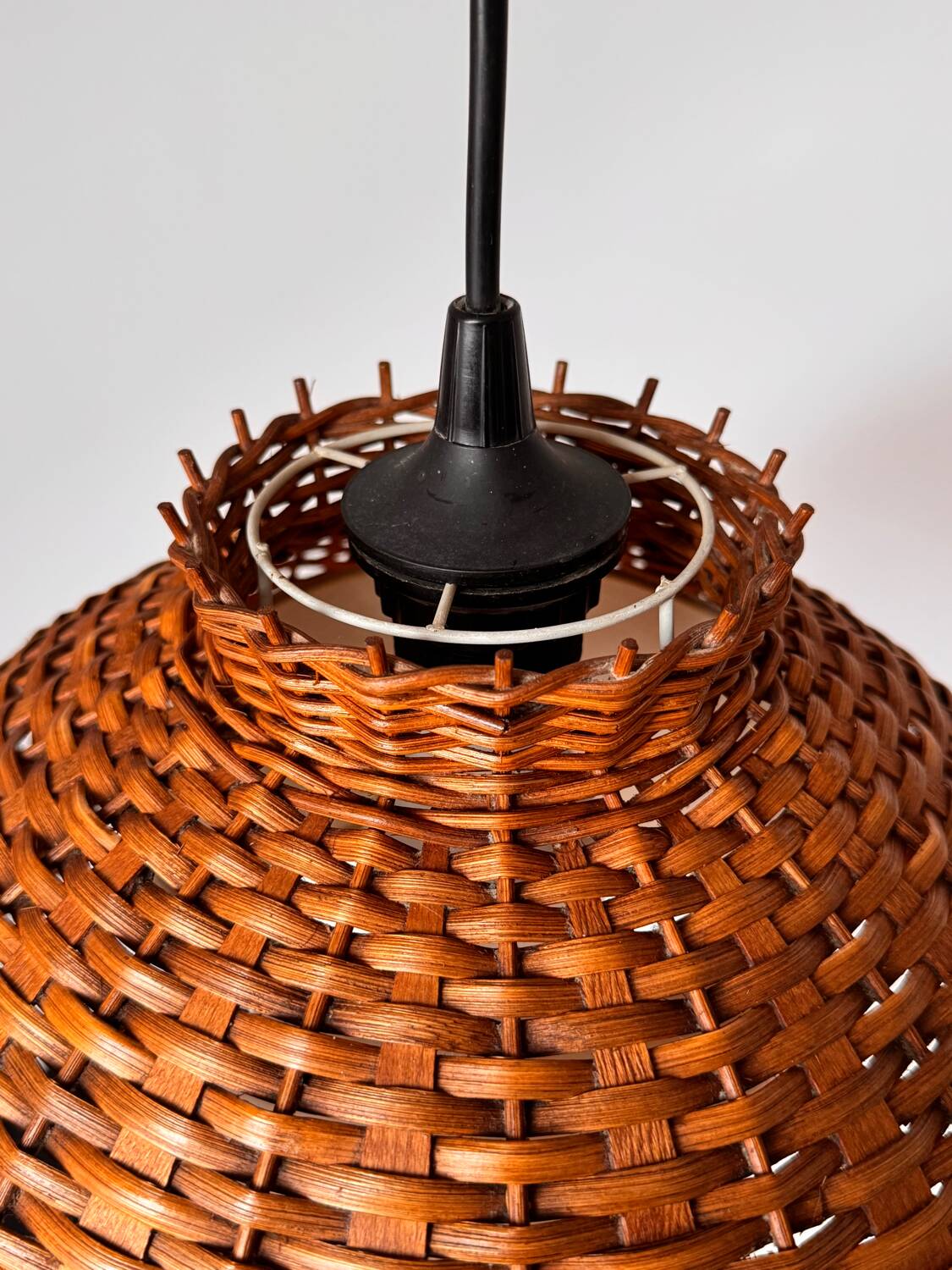 70s woven wicker pendant light