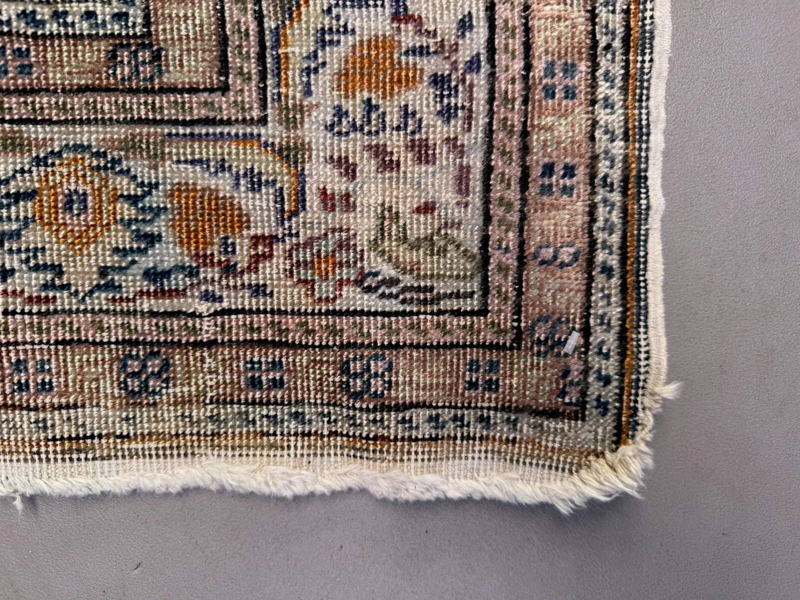 Turkish silk rug shabby vintage, 128x79cm tribal clearance 2510