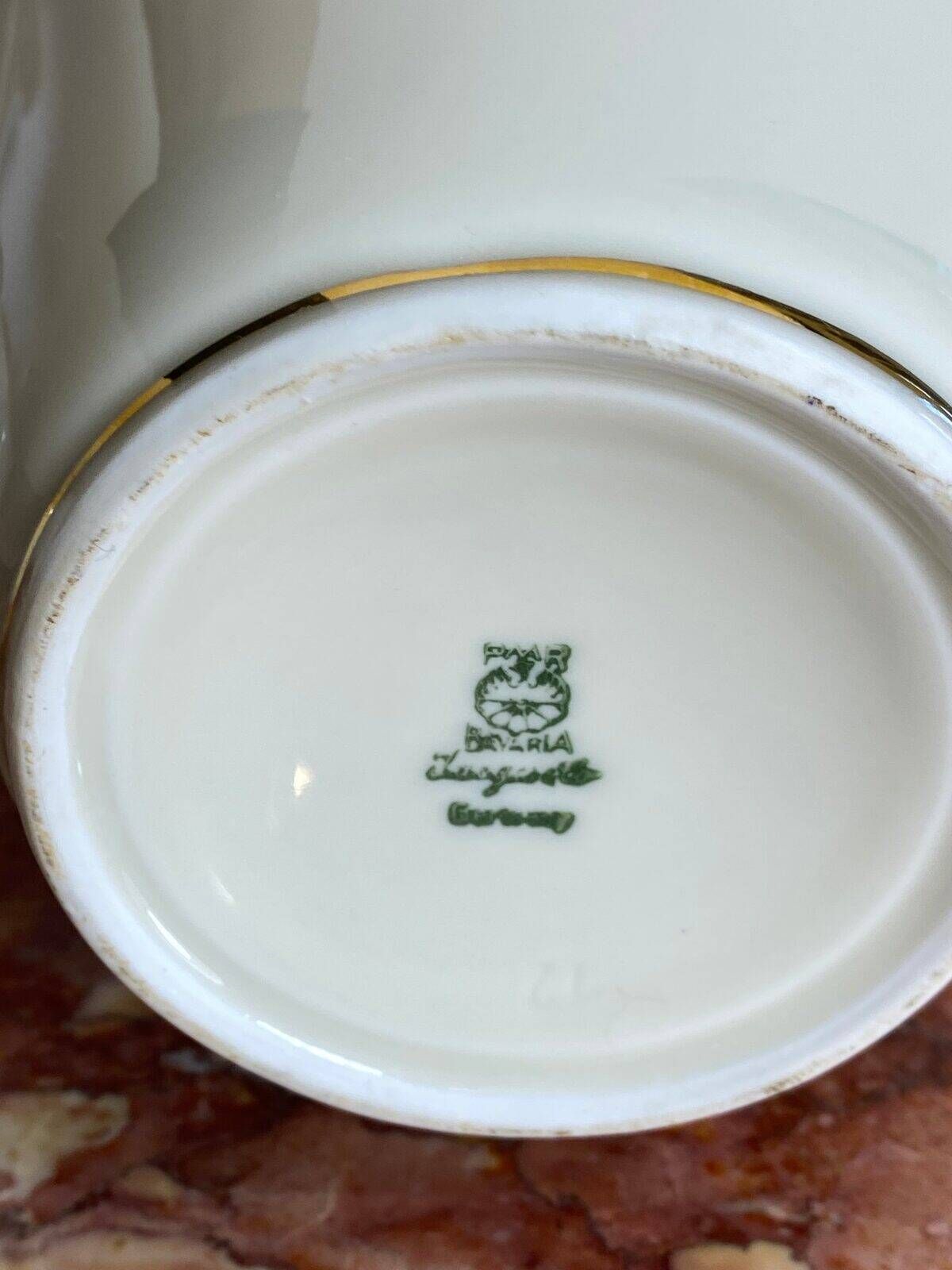 Bavarian porcelain tea service with gold trim.