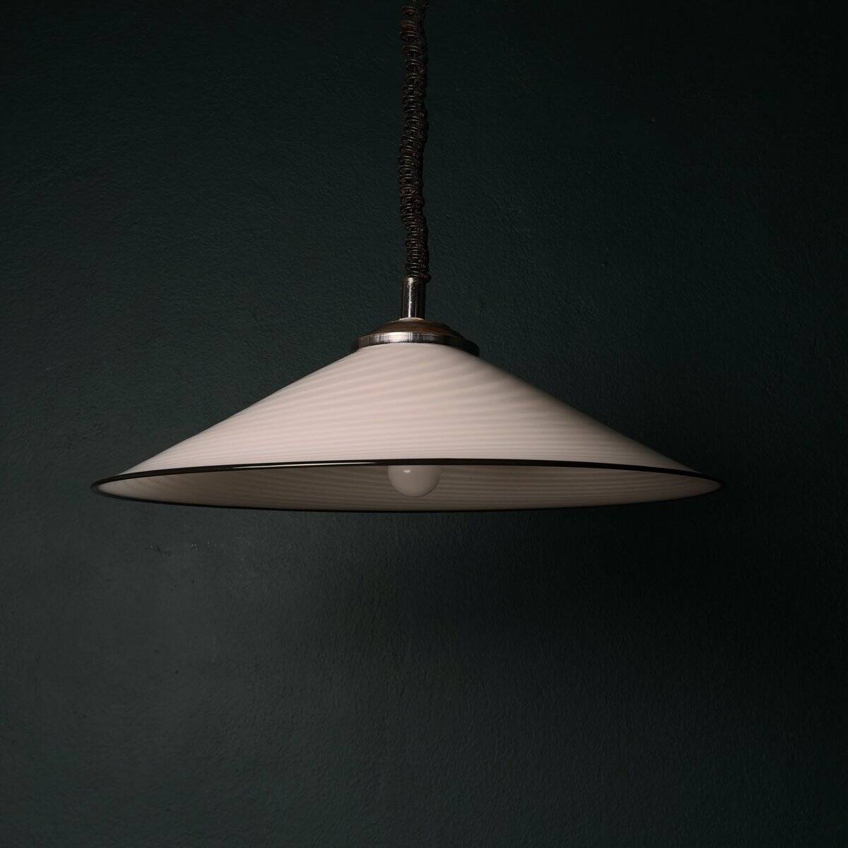 Vintage swirling glass pendant lamp from Murano, Italy, 1970s.