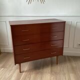 Teak veneer chest of drawers