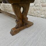 Ancient solid wooden monastery bench, 180 cm length