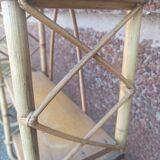 Pair of wall shelves vintage in rattan bamboo wicker