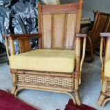 Old set sofa and rattan chair and caning