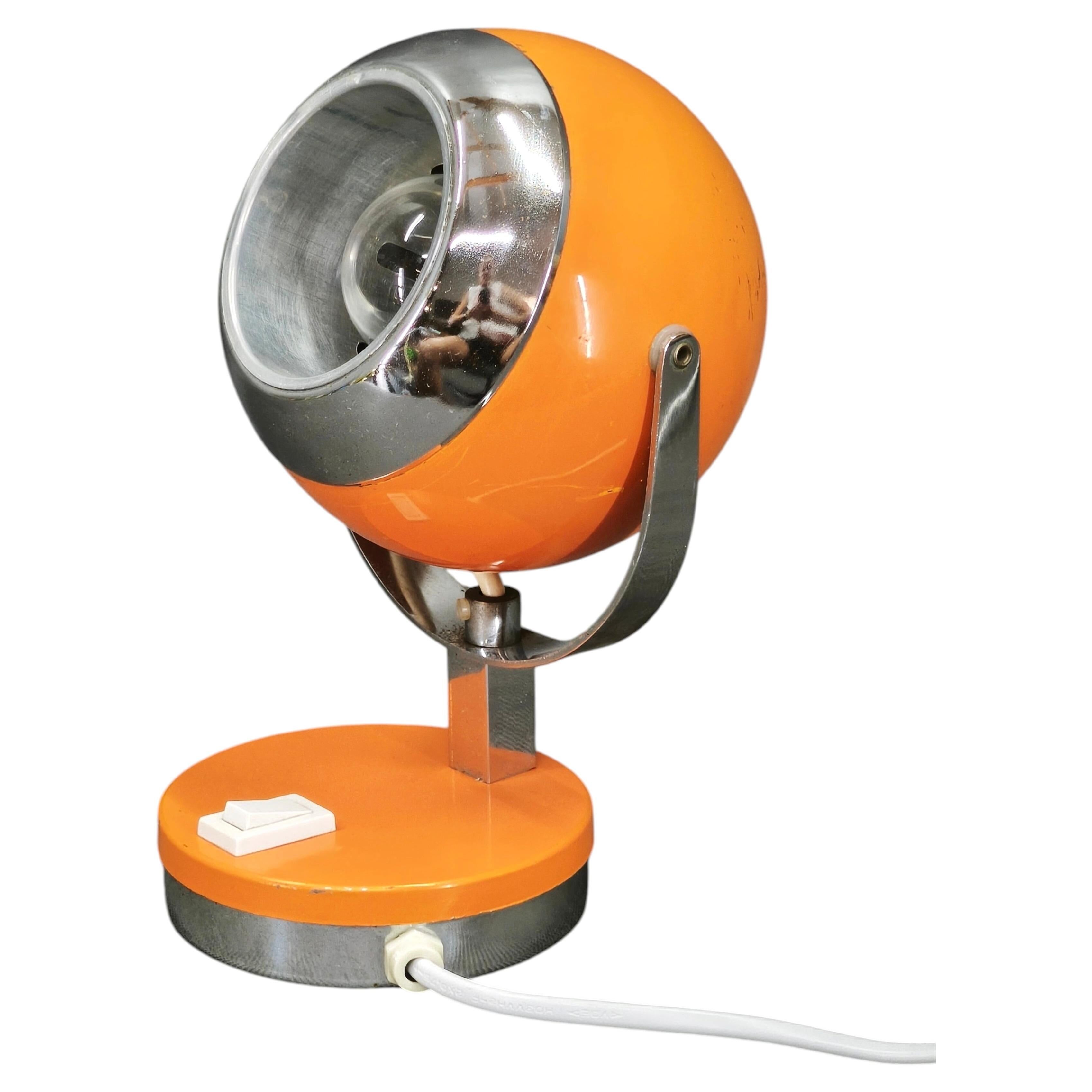 Goffredo Reggiani Orange Eyeball Space Age Table Lamp, Italy, 1970s