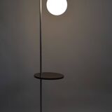 Restored Bauhaus Floor Lamp, New Electrification, Beech, Chrome, Czechia, 1930s