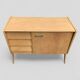 Vintage sideboard with tapered legs, light oak, 1960s.