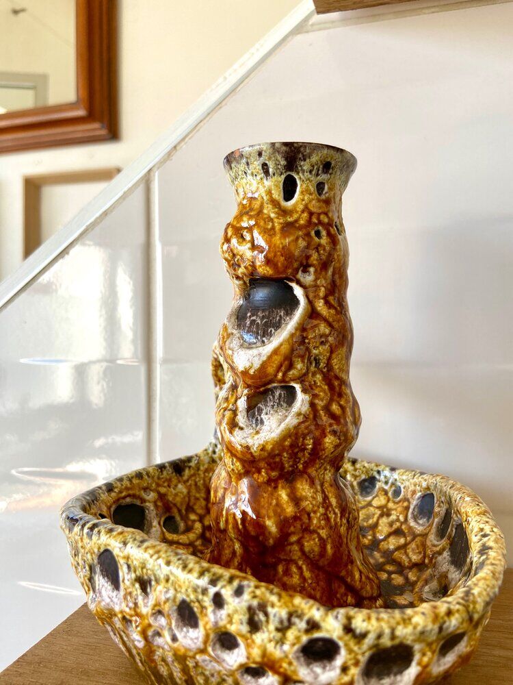 Enamelled ceramic candle holder
