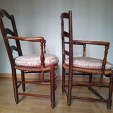 Wooden and wicker chairs