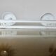 White lacquered metal coat rack with 2 hooks from the 70s