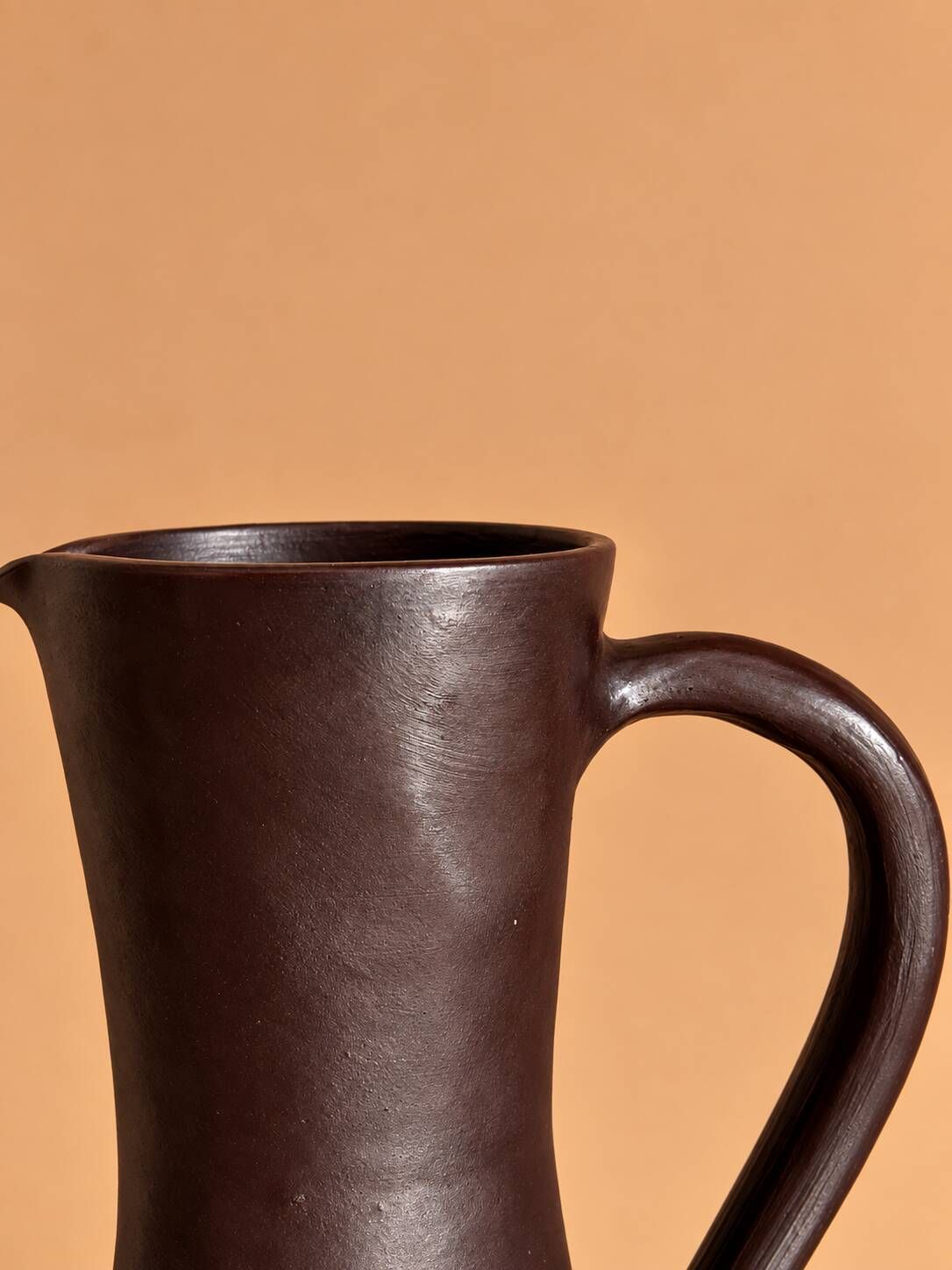 Brown stoneware jug, vintage wabi-sabi style