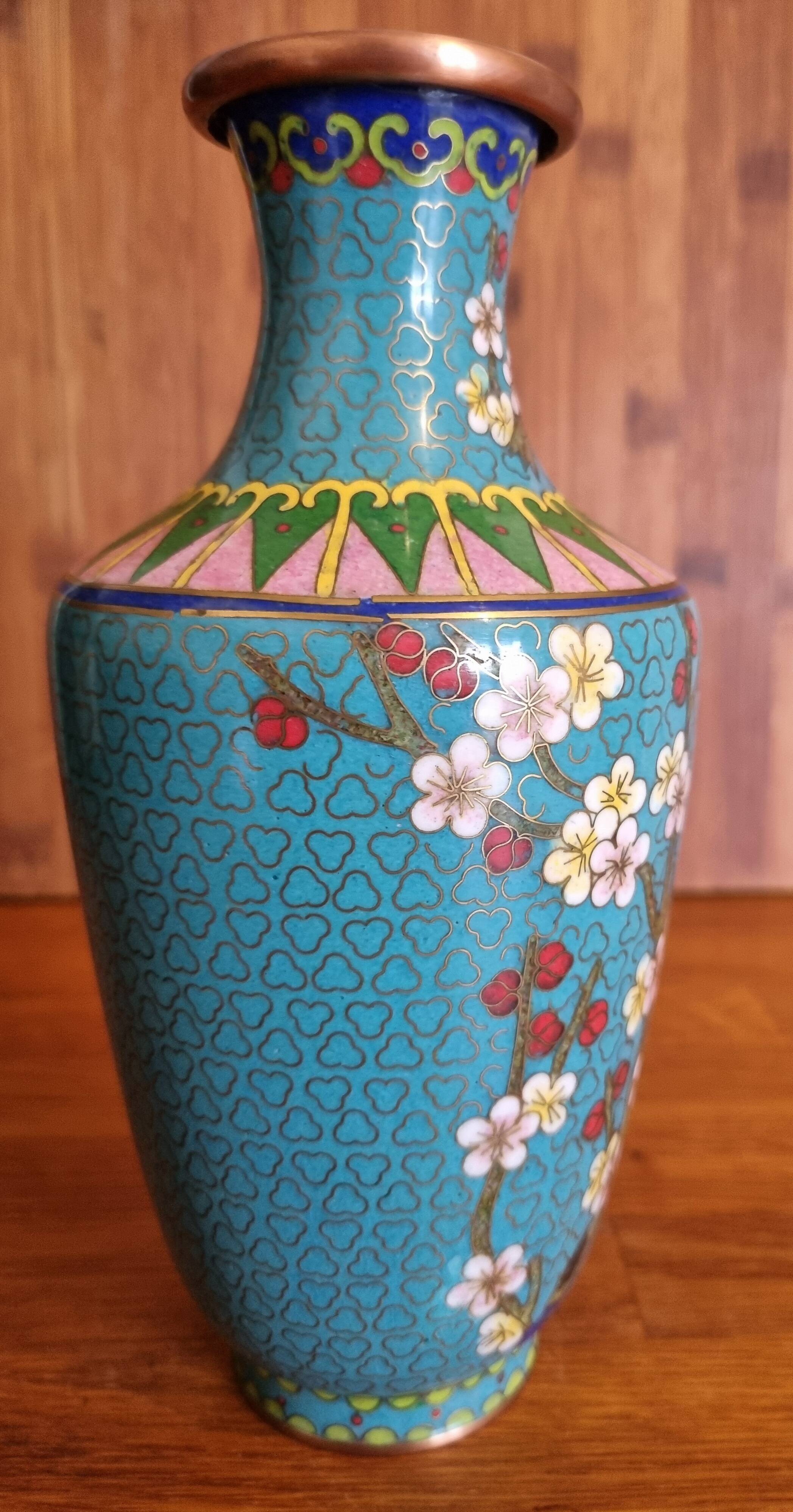 Cherry Blossom Cloisonne Vase