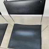 4 chairs Spaghetti Giandomenico Belotti black leather for Alias