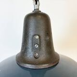 Industrial Blue Enamel Factory Lamp with Cast Iron Top, 1960s