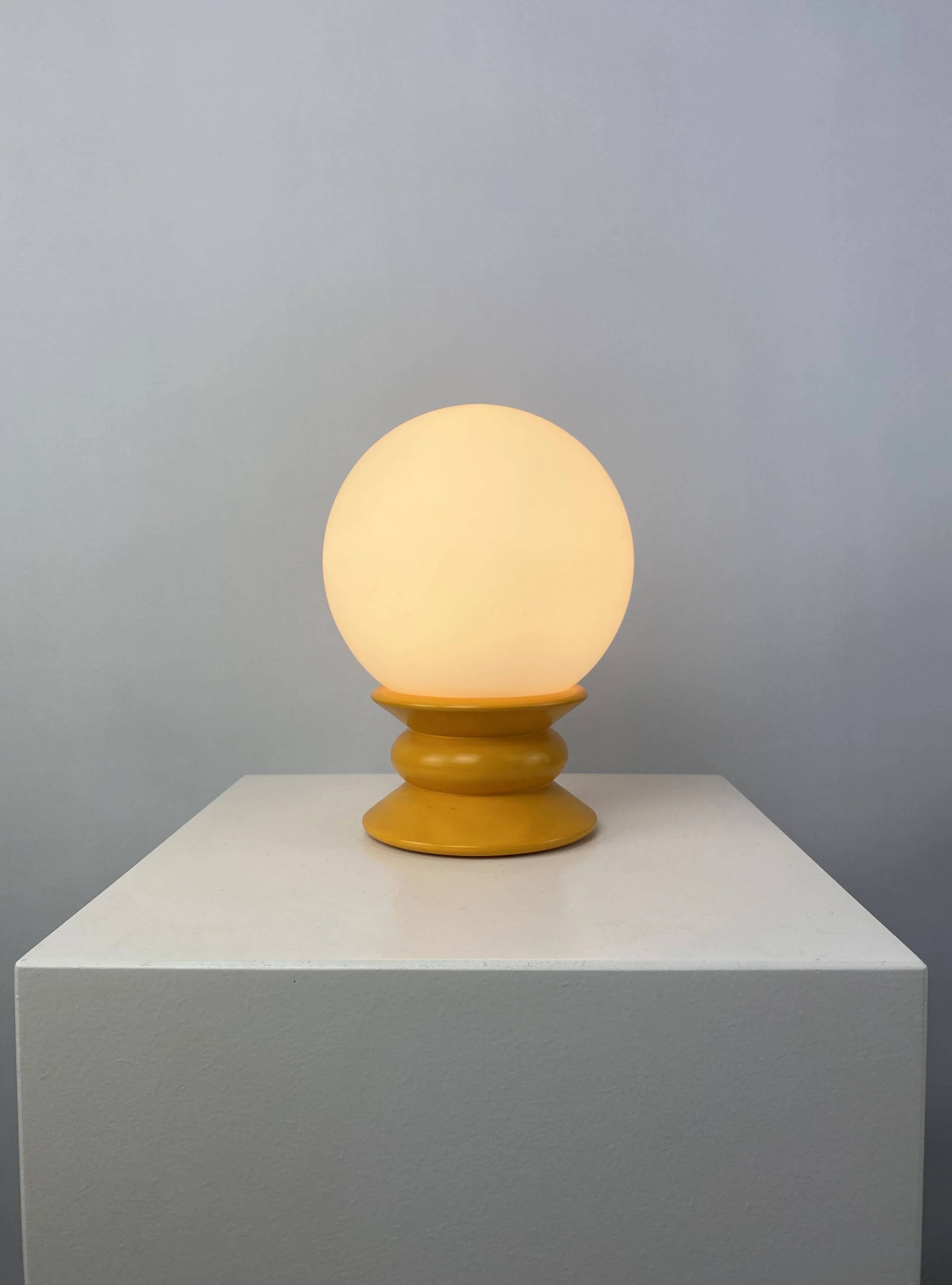 Yellow and white glass table lamp Temde Leuchten type 1