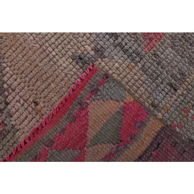 1970s Vintage Turkish Oushak Handmade Wool Cotton Pink Runner Rug 90x365