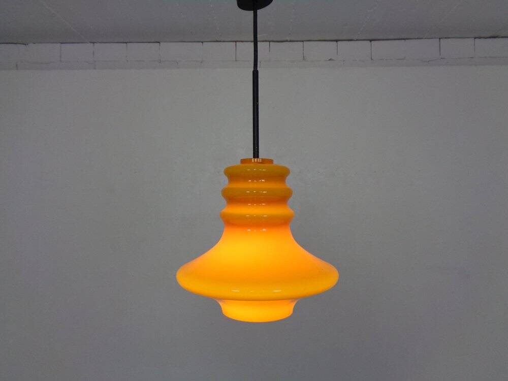 Orange glass ceiling light from Doria, Germany, 1960s.