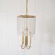 Chandelier antique four flames with glass beads, brass, boho lamp