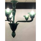 Contemporary Translucent Green-Bottle Murano Style Glass Chandelier