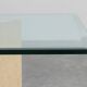 Mid‑Century Italian Dining Table with Glass Top and Travertine Base, 1970s