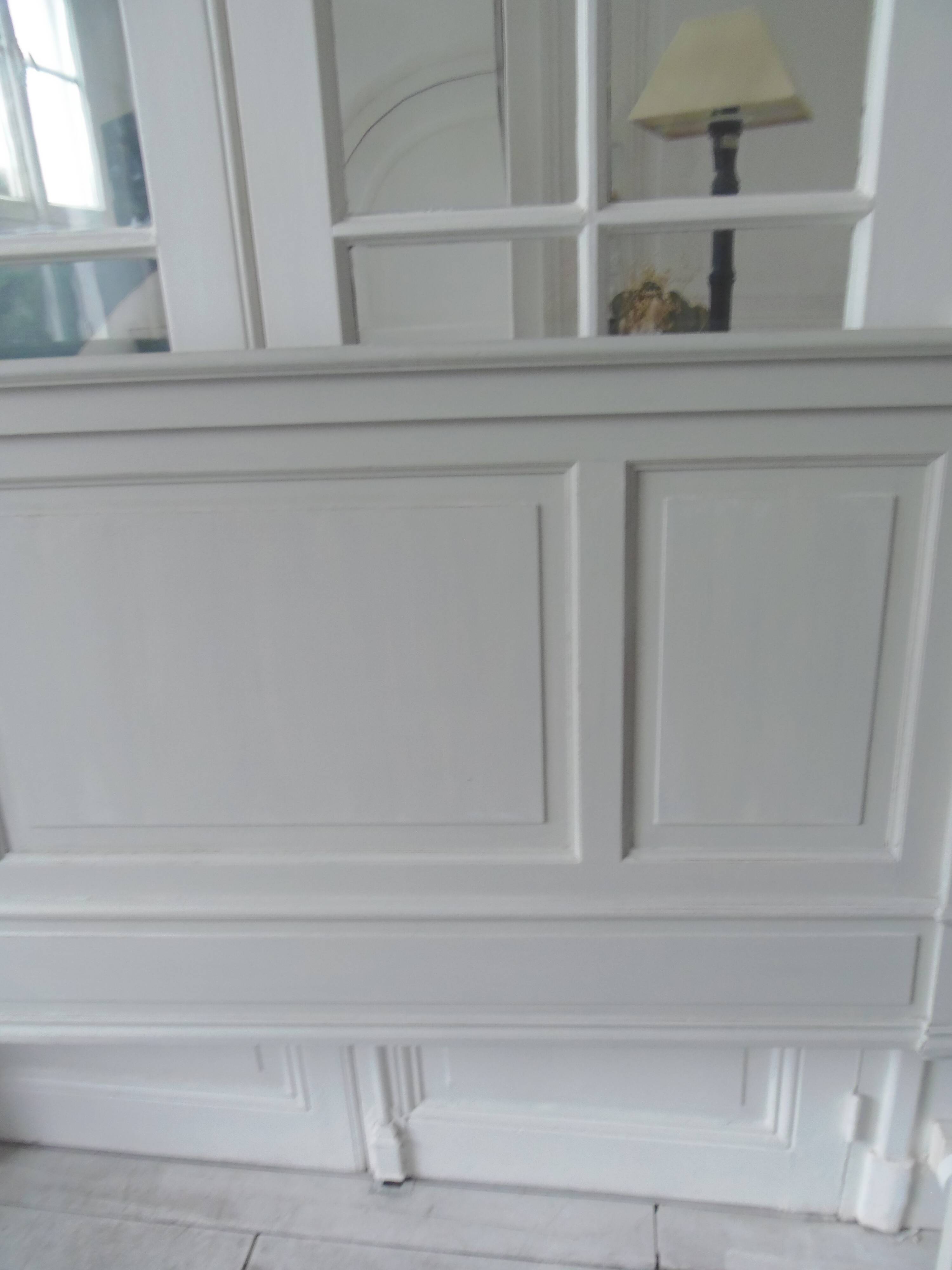 Headboard from the 1930s for a 160 bed in pearl gray patinated solid oak