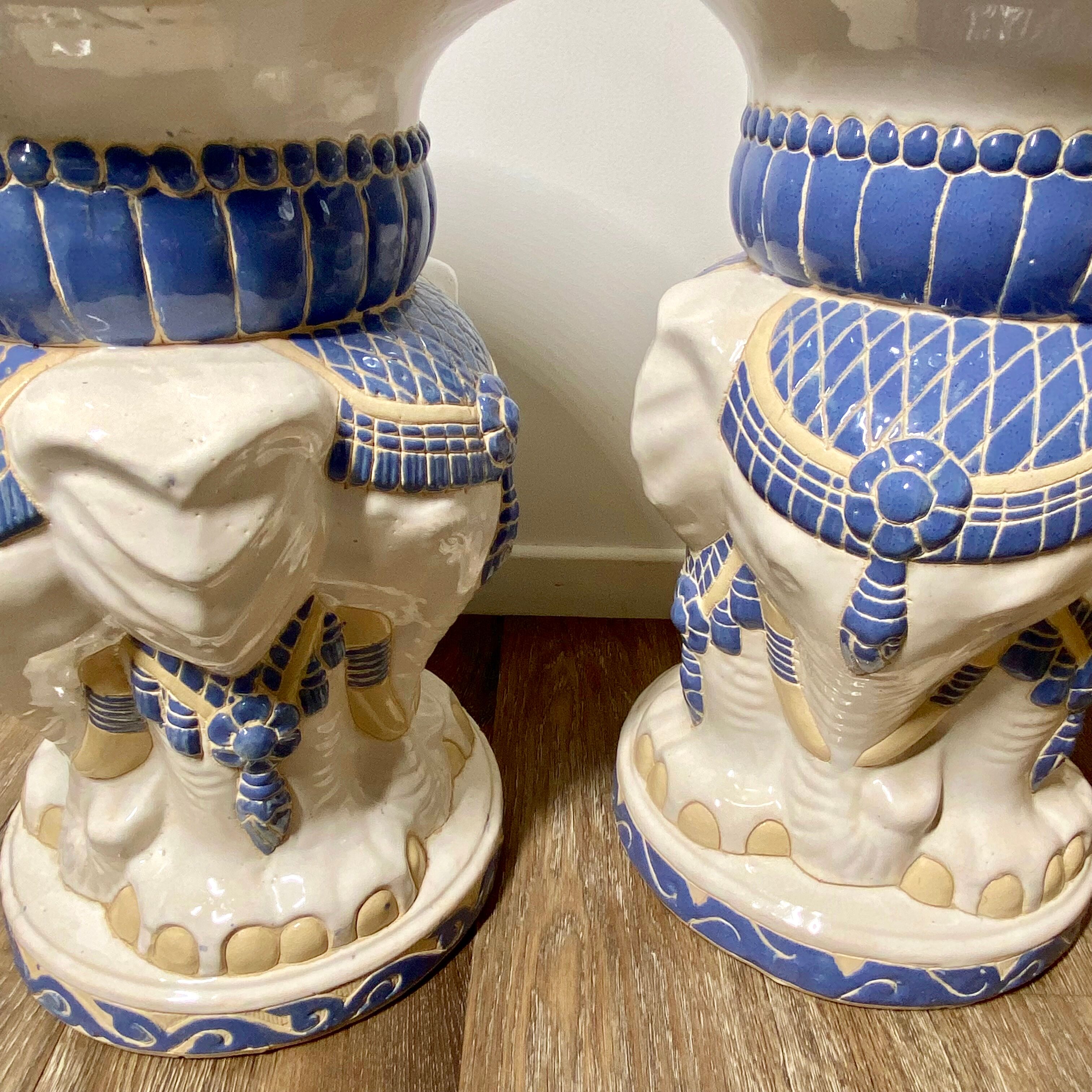 Pair of ceramic elephant stools