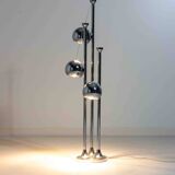 Chrome floor lamp with adjustable metal ball-shaped lights, Italy 1970s