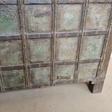 Old chest - dowry console from Bikaner in teak and wrought iron