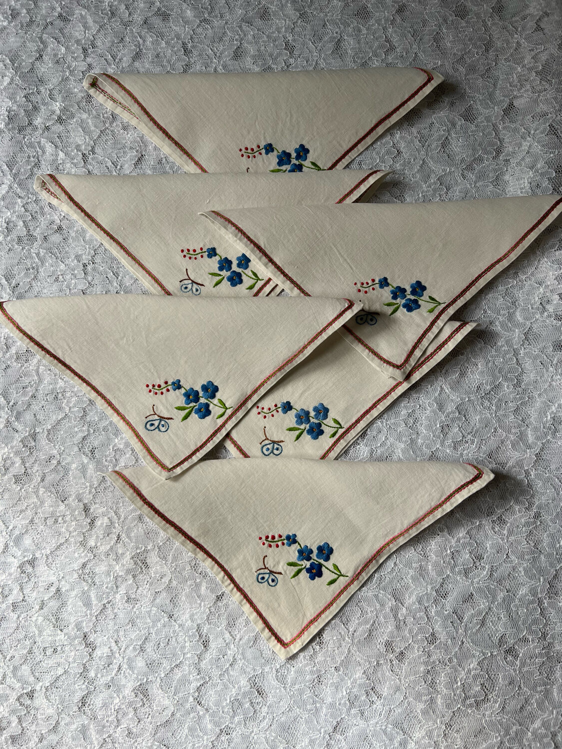 12 embroidered tea towels