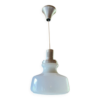 Lustre opaline blanche, vintage, année 70